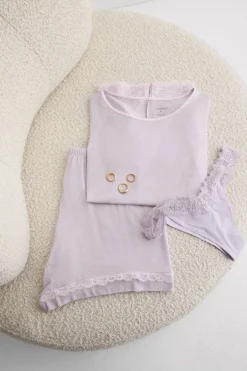 Lace Trim Short Pajamas in Modal