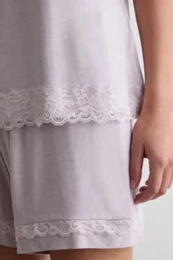 Lace Trim Short Pajamas in Modal