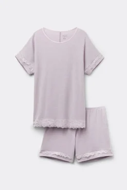 Lace Trim Short Pajamas in Modal