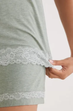 Lace Trim Short Pajamas in Modal