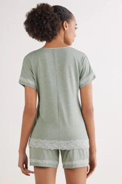 Lace Trim Short Pajamas in Modal