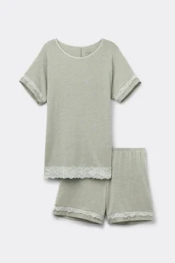 Lace Trim Short Pajamas in Modal