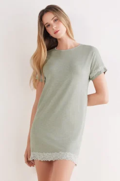 Lace Trim Short Sleeve Nightgown