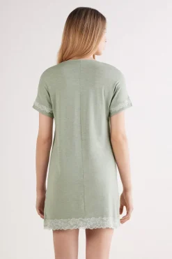 Lace Trim Short Sleeve Nightgown