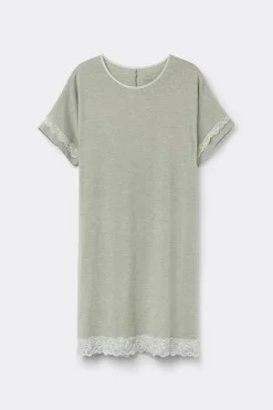 Lace Trim Short Sleeve Nightgown