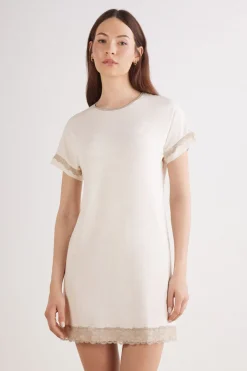 Lace Trim Short Sleeve Nightgown