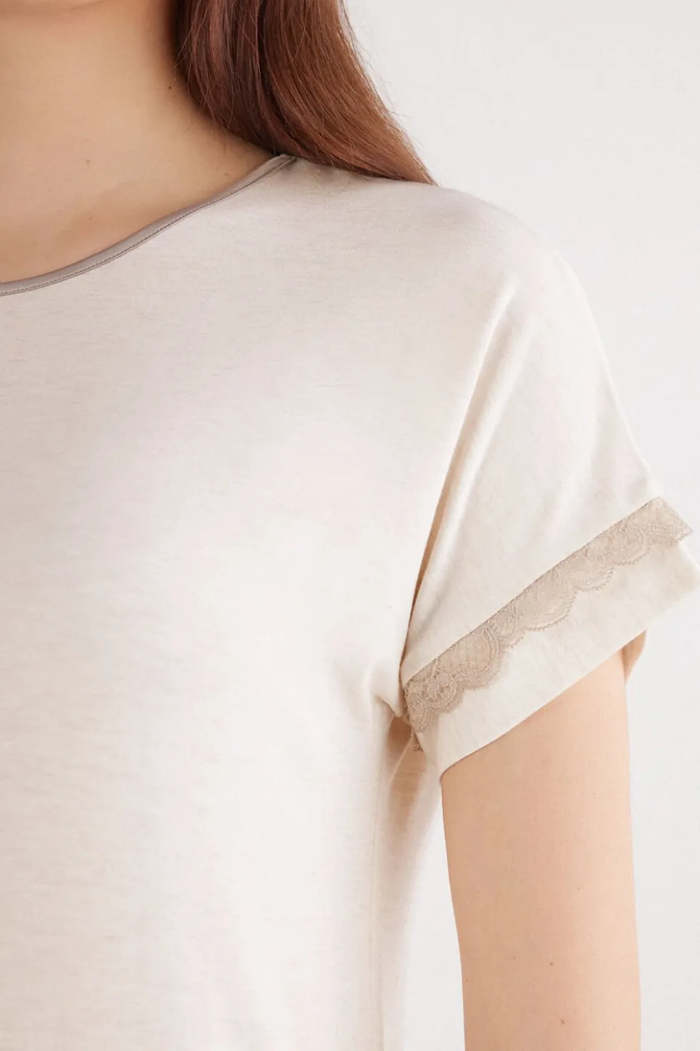 Lace Trim Short Sleeve Nightgown