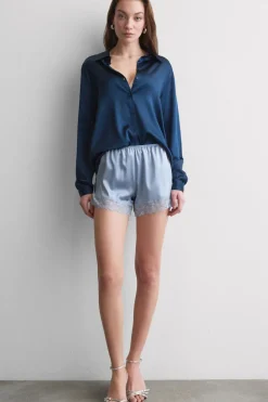 Lace Trim Silk Shorts