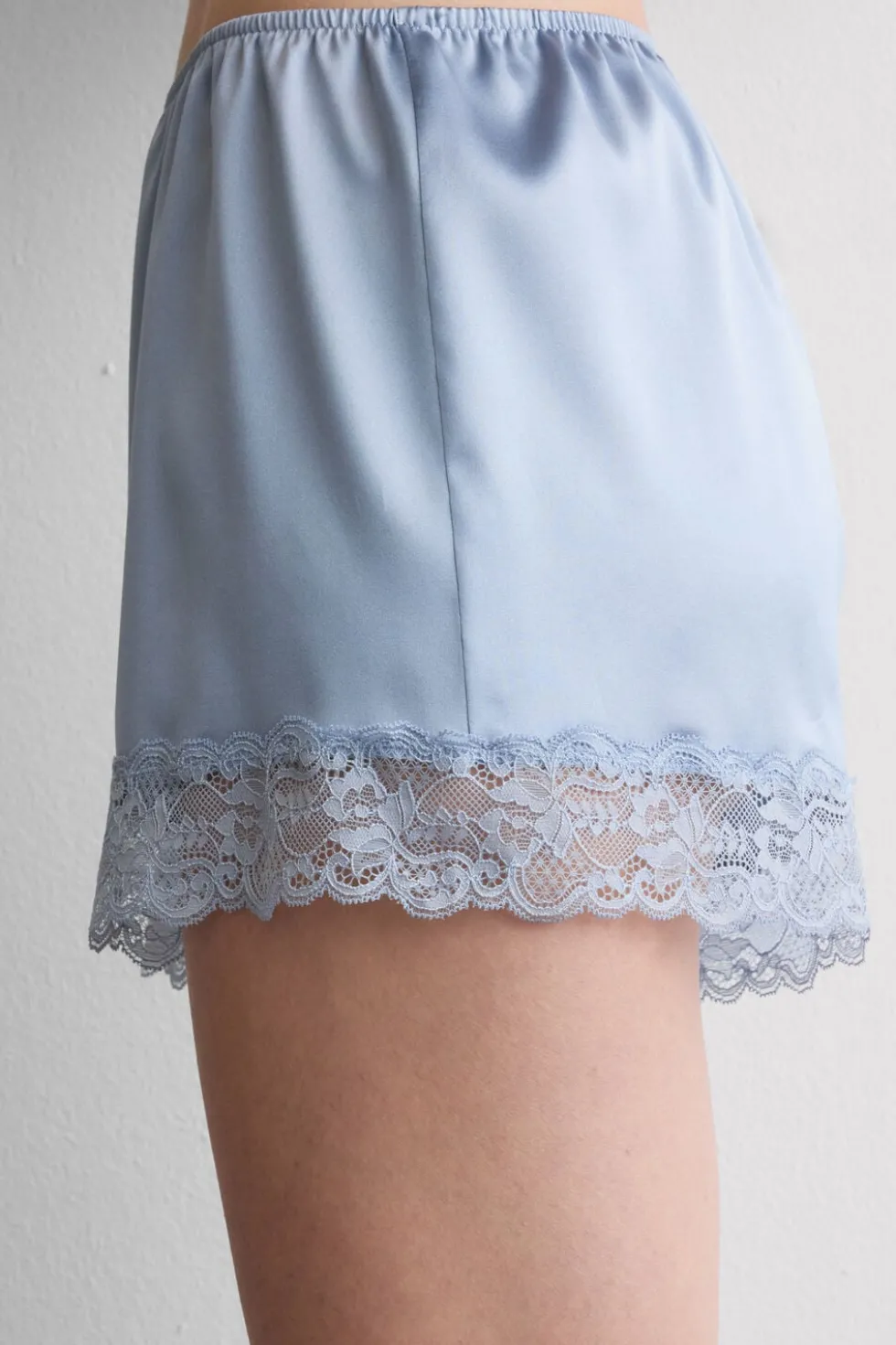 Lace Trim Silk Shorts