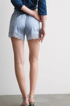 Lace Trim Silk Shorts