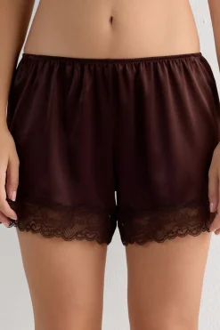 Lace Trim Silk Shorts