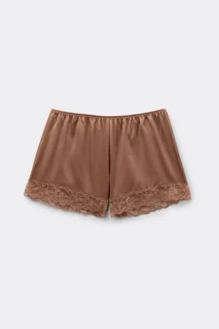 Lace Trim Silk Shorts