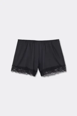 Lace Trim Silk Shorts