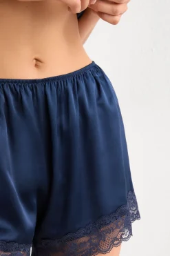 Lace Trim Silk Shorts