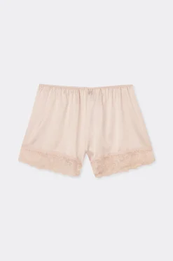 Lace Trim Silk Shorts