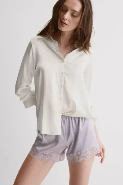 Lace Trim Silk Shorts