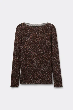 Leopard Print Long Sleeve Top in Ultralight Modal with Cashmere