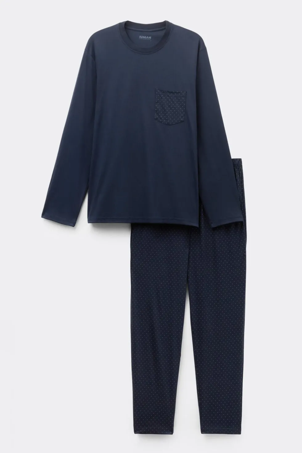 Long Mercerized Cotton Pajamas with Polka Dot Print filo Premium