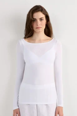 Long Sleeve Bateau Neck Top in Micromodal