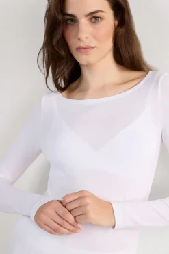 Long Sleeve Bateau Neck Top in Micromodal