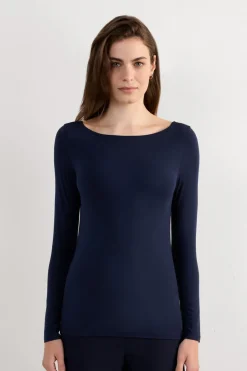 Long Sleeve Bateau Neck Top in Micromodal