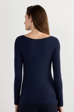 Long Sleeve Bateau Neck Top in Micromodal
