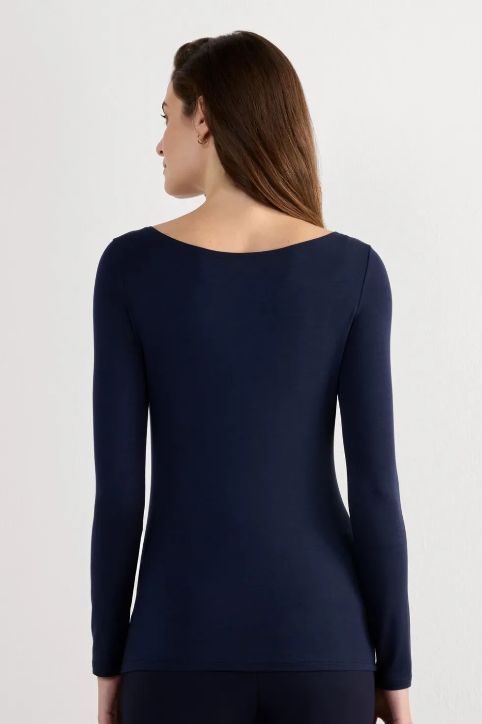 Long Sleeve Bateau Neck Top in Micromodal