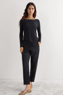 Long Sleeve Bateau Neck Top in Micromodal