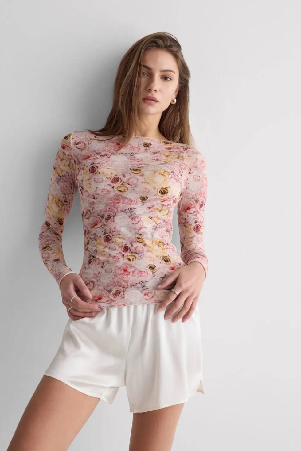 Long Sleeve I Bloom for You Top in Ultralight Modal with Cashmere