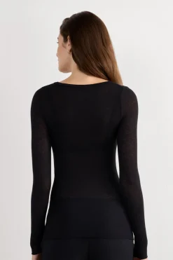 Long Sleeve Scoop Neck Top in Ultralight Modal with Cashmere
