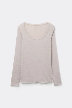 Long Sleeve Scoop Neck Top in Ultralight Modal with Cashmere