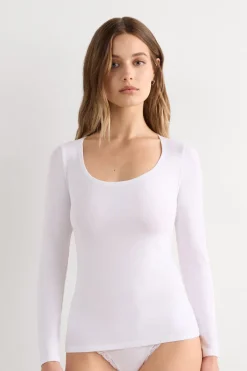 Long Sleeve Scoop Neck Top in Micro-modal