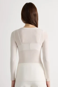 Long Sleeve Scoop Neck Top in Ultralight Modal with Cashmere