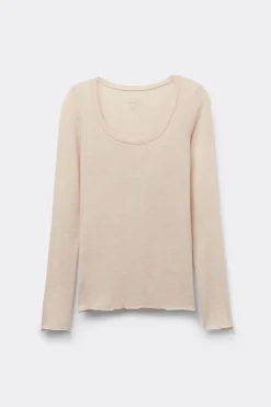 Long Sleeve Scoop Neck Top in Ultralight Modal with Cashmere