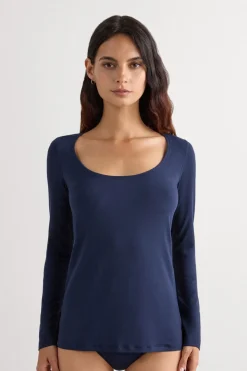 Long Sleeve Scoop Neck Top in Micro-modal