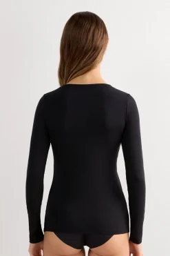 Long Sleeve Scoop Neck Top in Micro-modal