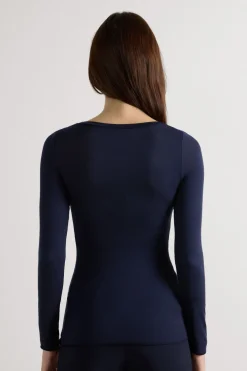 Long Sleeve Scoop Neck Top in Ultralight Modal with Cashmere