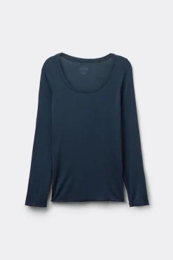 Long Sleeve Scoop Neck Top in Ultralight Modal with Cashmere