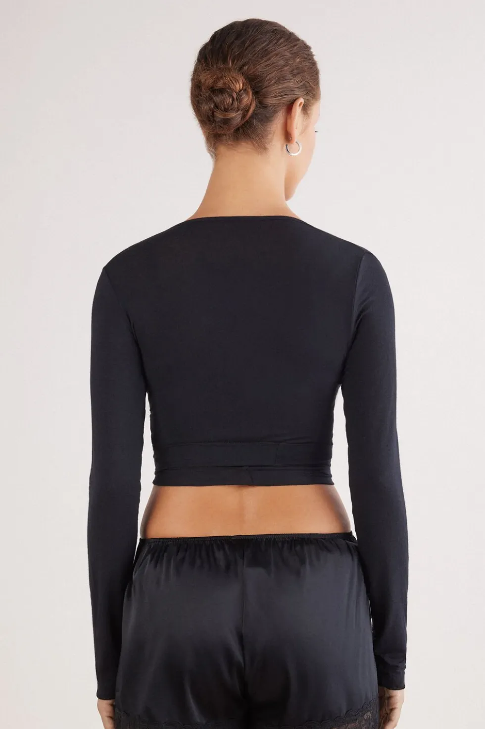 Long Sleeve Wrap Top in Modal Ultralight with Cashmere