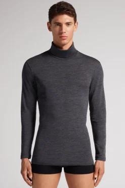 Long-sleeve High-Neck Merino-Wool Top
