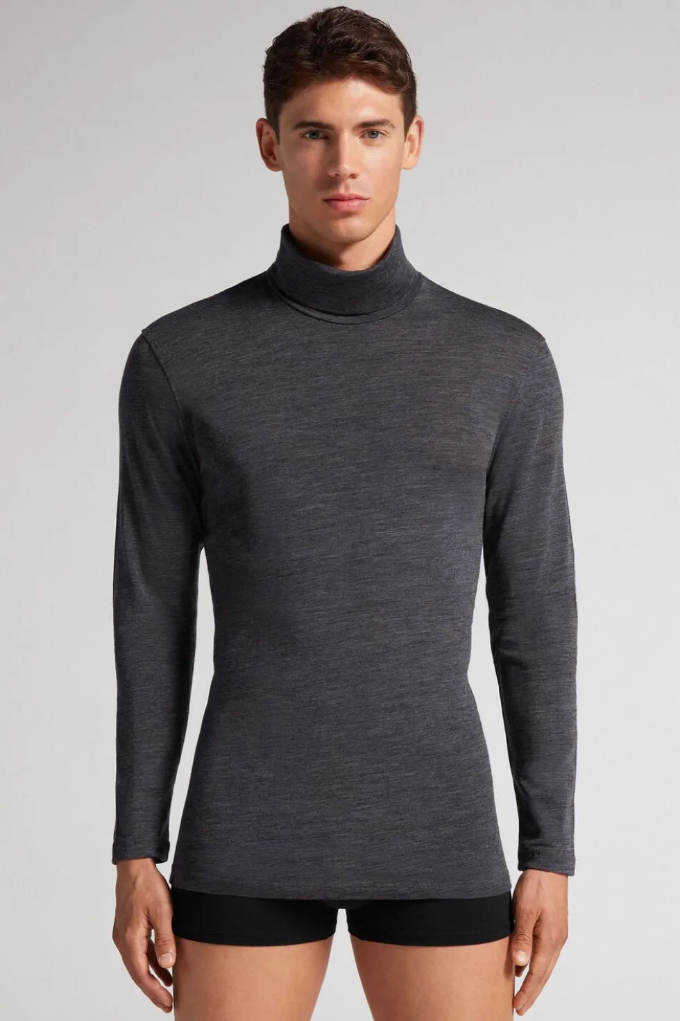 Long-sleeve High-Neck Merino-Wool Top