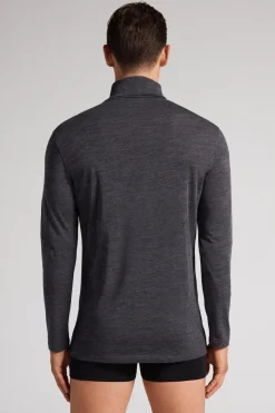 Long-sleeve High-Neck Merino-Wool Top
