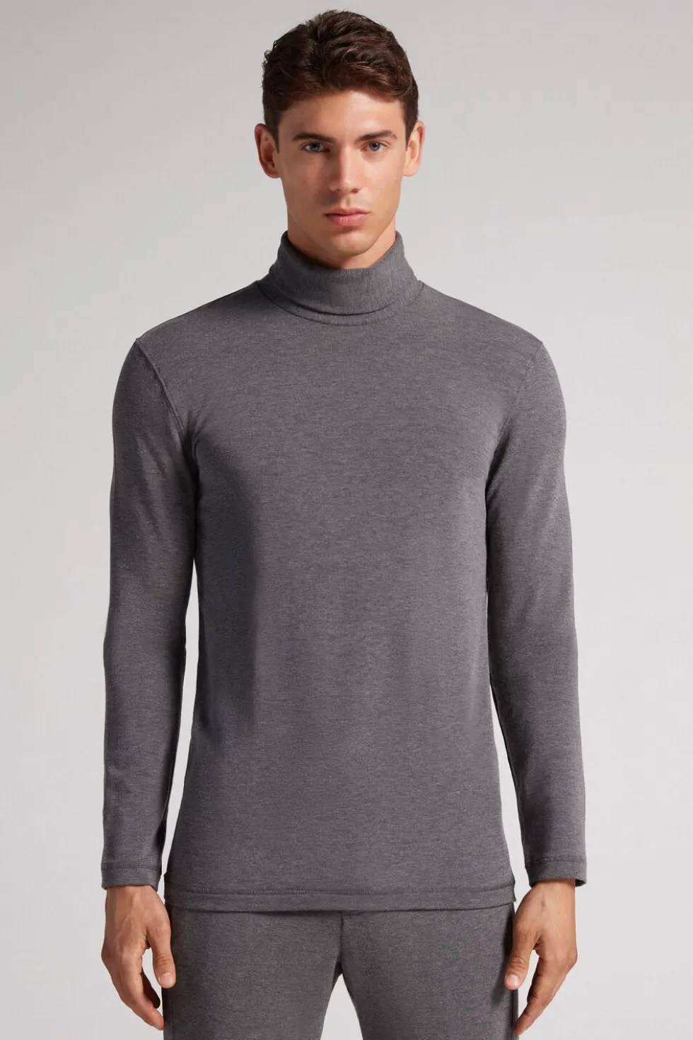 Long-sleeve High-Neck Modal-Cashmere Top