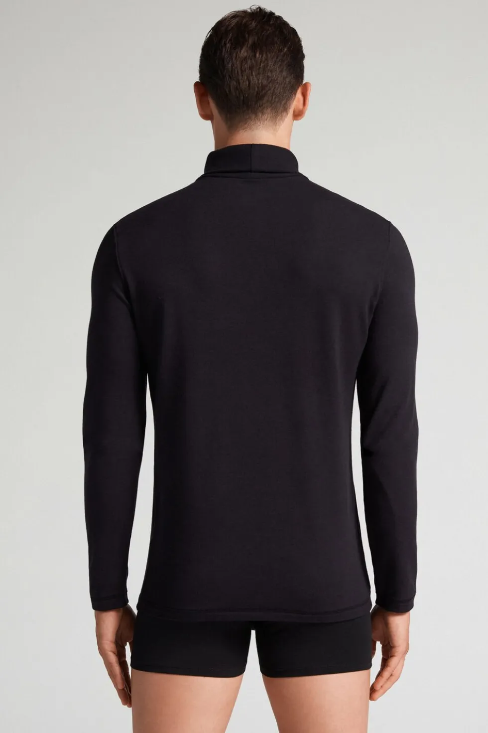 Long-sleeve High-Neck Modal-Cashmere Top