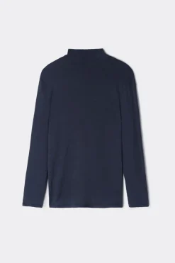 Long-sleeve High-Neck Modal-Cashmere Top