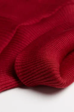 Long-sleeve High-Neck Tubular Top in Wool and Silk