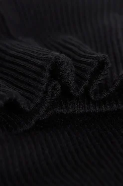 Long-sleeve High-Neck Tubular Top in Wool and Silk