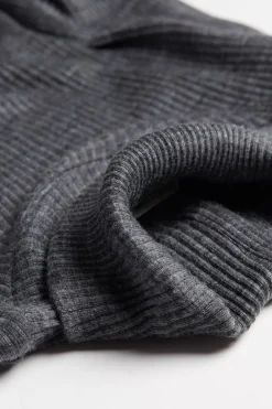 Long-sleeve High-Neck Tubular Top in Wool and Silk