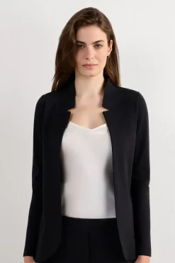Long-Sleeved Cotton Interlock Cardigan
