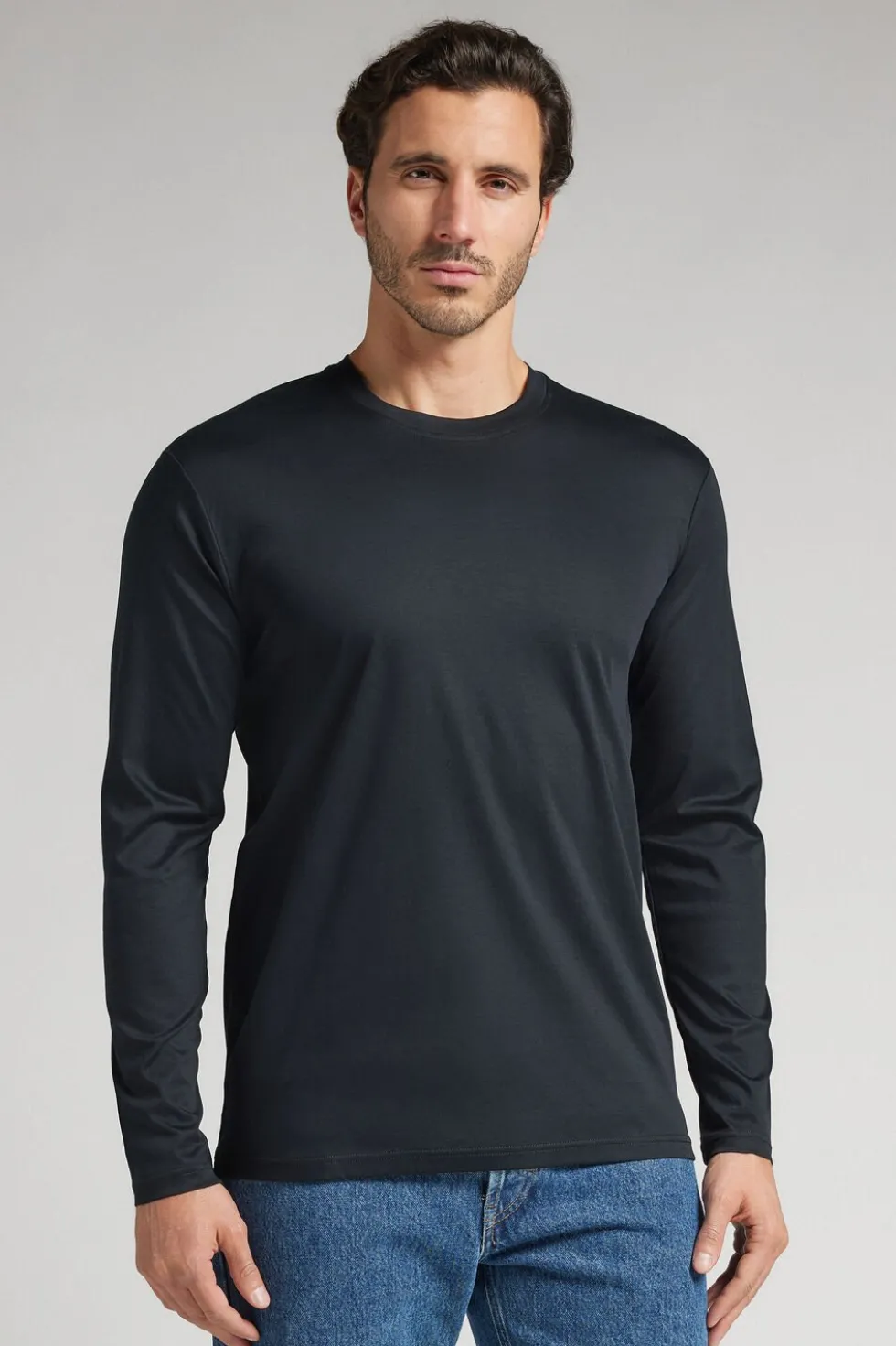 Long-Sleeved Mercerized Cotton Top filo Premium